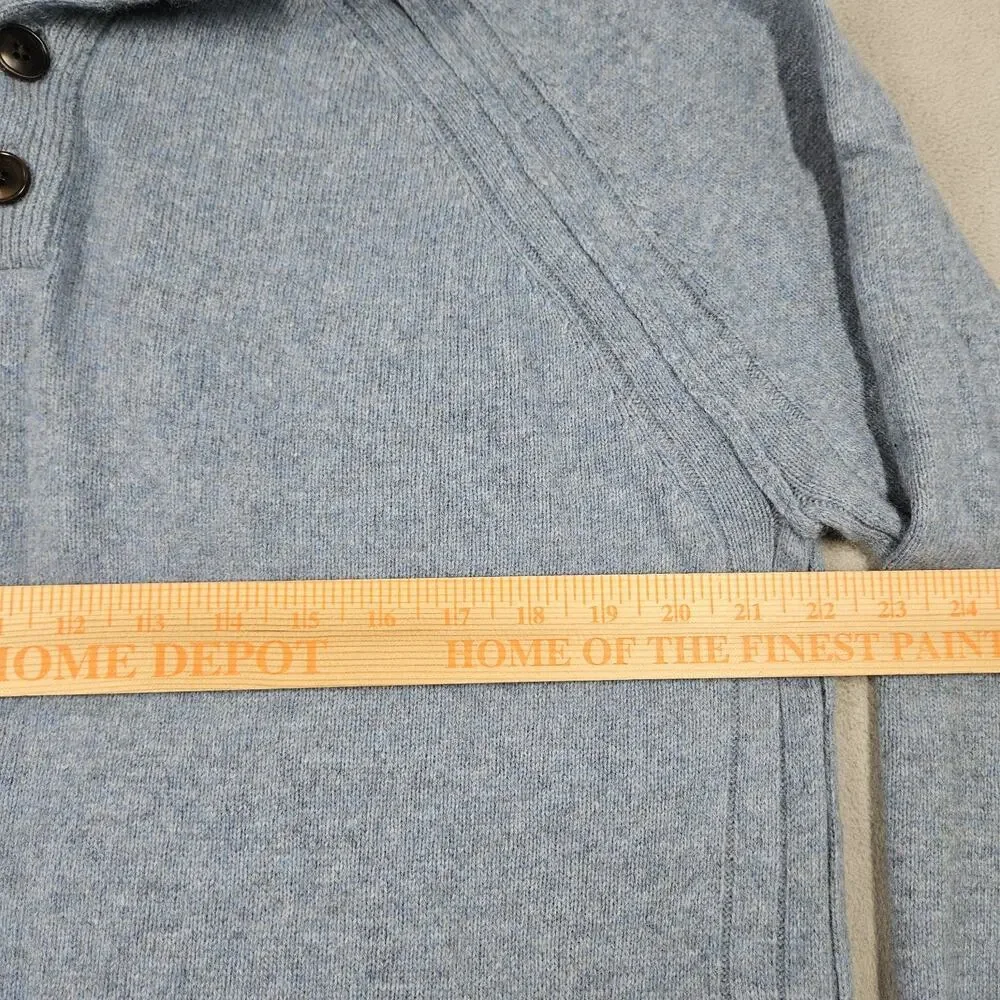 Banana Republic Sweater Mens L Blue Recycled Wool Blend Mock Neck Italian Yarn